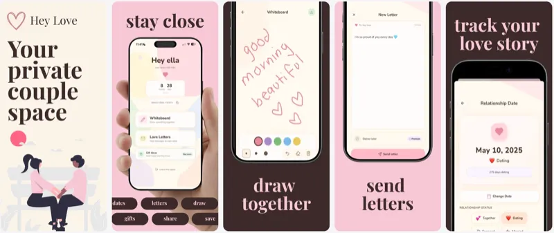 Hey Love - Private couple space - Created with AppLaunchFlow