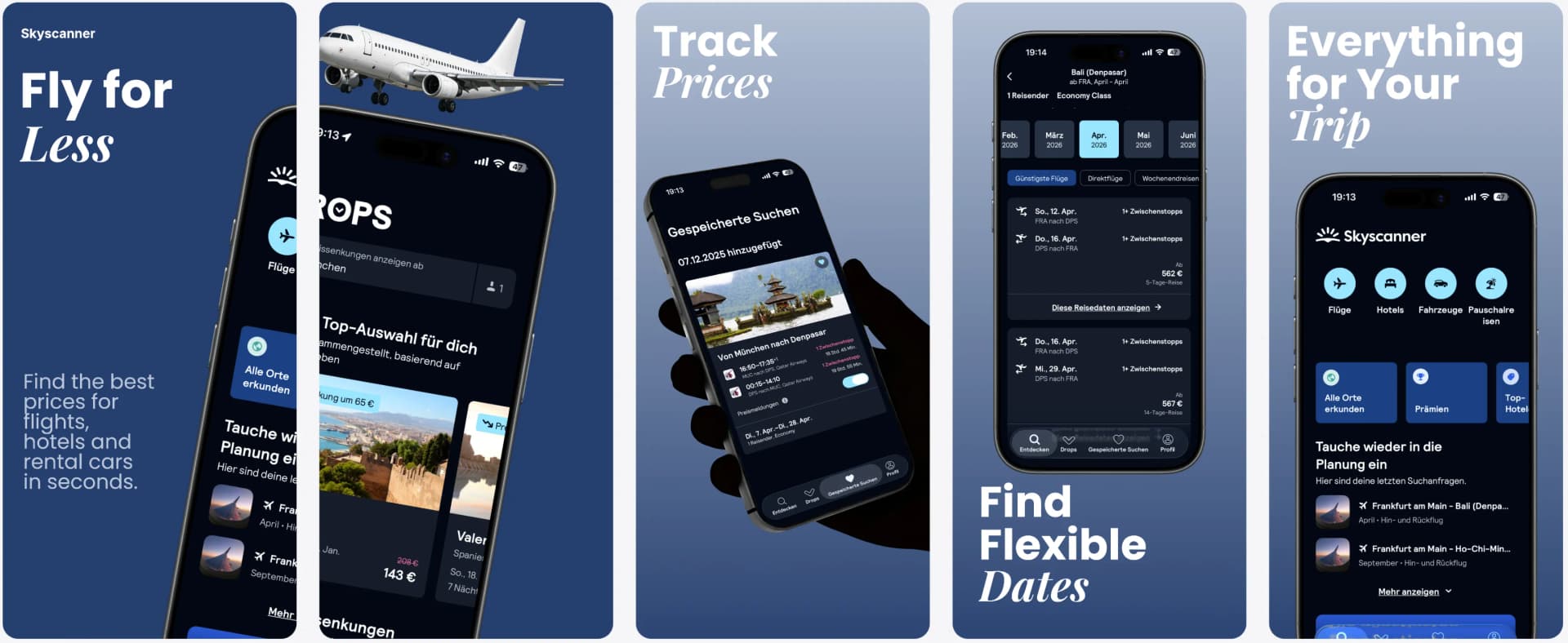 App screenshots after localization — German with adjusted layout