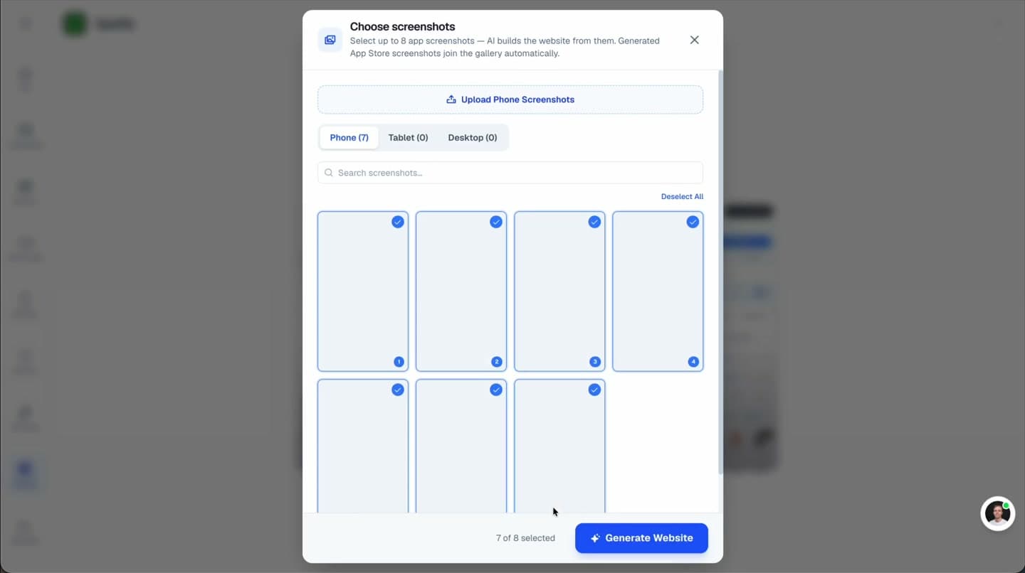 App landing page builder studio preview
